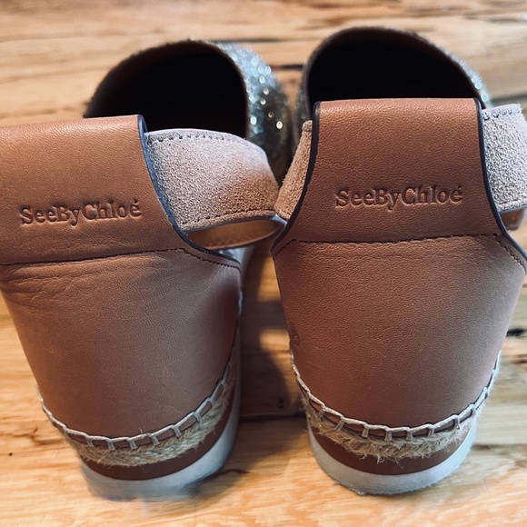 SEE BY CHLOE Women's Sparkly Espadrilles US7 Gold & Silver  Originally $200 - Picture 5 of 6